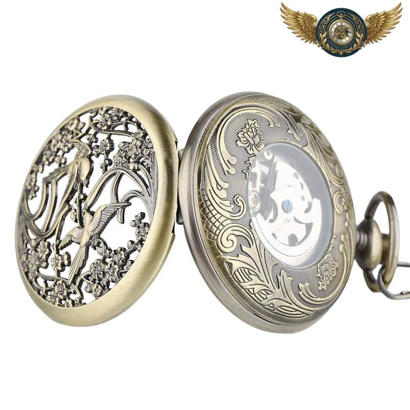 Le Voluptueux - Montre Gousset Automatique Chasseur Bronze Gravé - Vue 5 - Gousset-heritage