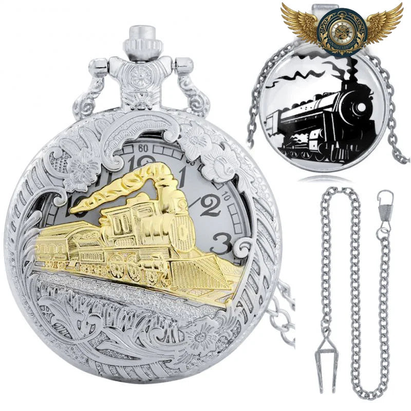 Le Voyageur à Vapeur - Montre Gousset Steampunk Bicolore - Vue 2 - Gousset-heritage
