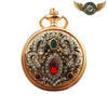 Médaillon Rococo – Montre Pendentif Chasseur Doré & Strass - Vue 1 - Gousset-heritage