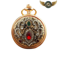Médaillon Rococo – Montre Pendentif Chasseur Doré & Strass - Gousset-heritage