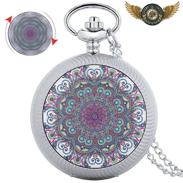 Montre Gousset Bijou Cinétique Mandala – Boîtier Chasseur Ornemental - Blanc - Gousset-heritage
