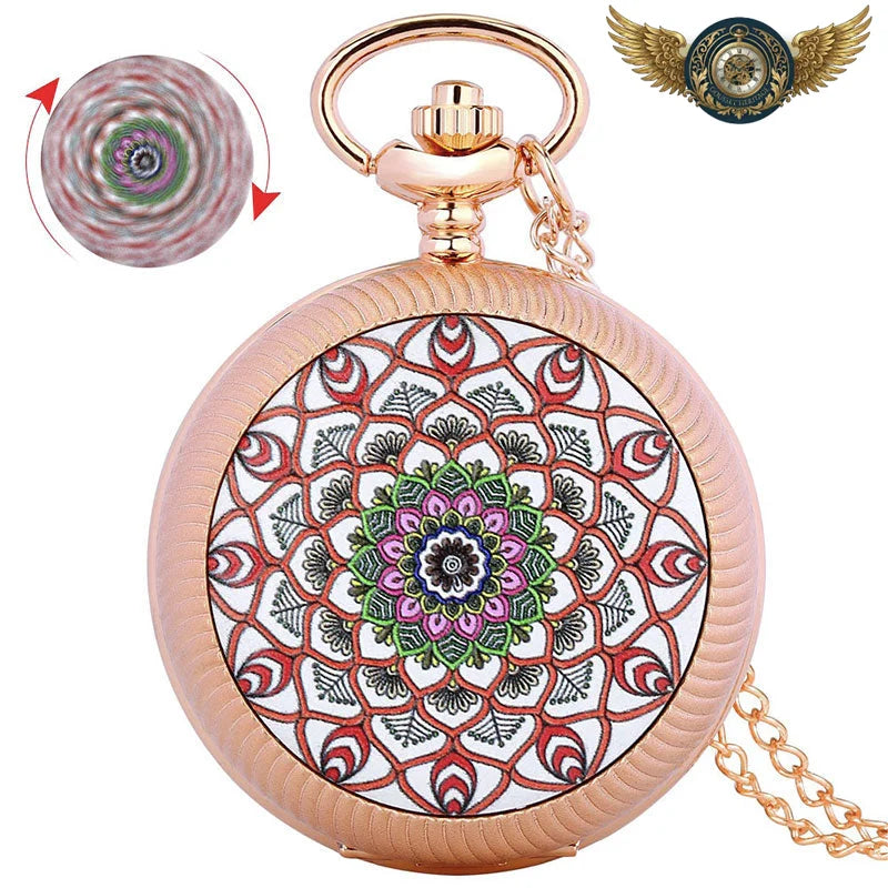 Montre Gousset Bijou Cinétique Mandala – Boîtier Chasseur Ornemental - Rose - Gousset-heritage