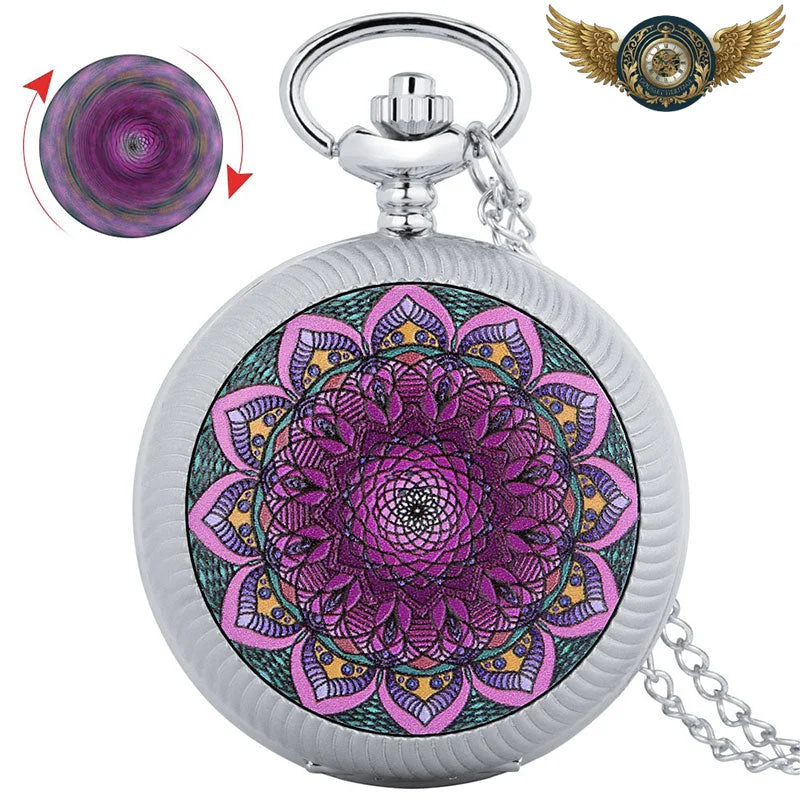 Montre Gousset Bijou Cinétique Mandala – Boîtier Chasseur Ornemental - Violet - Gousset-heritage