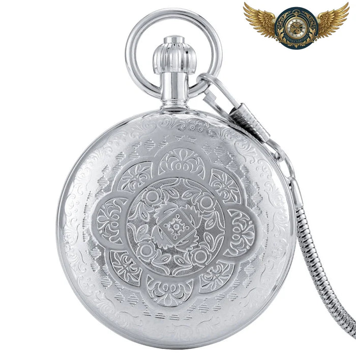 Montre Gousset Chasseur Gravé | Squelette Automatique Acier Poli - Vue 1 - Gousset-heritage