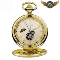 Montre Gousset Full Hunter Dorée Mécanique - Cœur Apparent & Lune - Gousset-heritage
