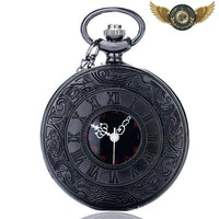 Montre Gousset Full Hunter Noir Steampunk Squelette - Quartz - Gousset-heritage