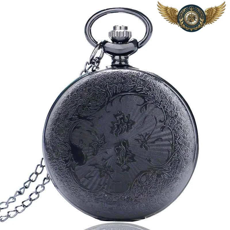 Montre Gousset Full Hunter Noir Steampunk Squelette - Quartz - Vue 5 - Gousset-heritage
