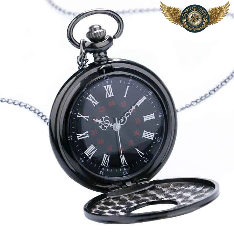 Montre Gousset Full Hunter Noir Steampunk Squelette - Quartz - Vue 6 - Gousset-heritage