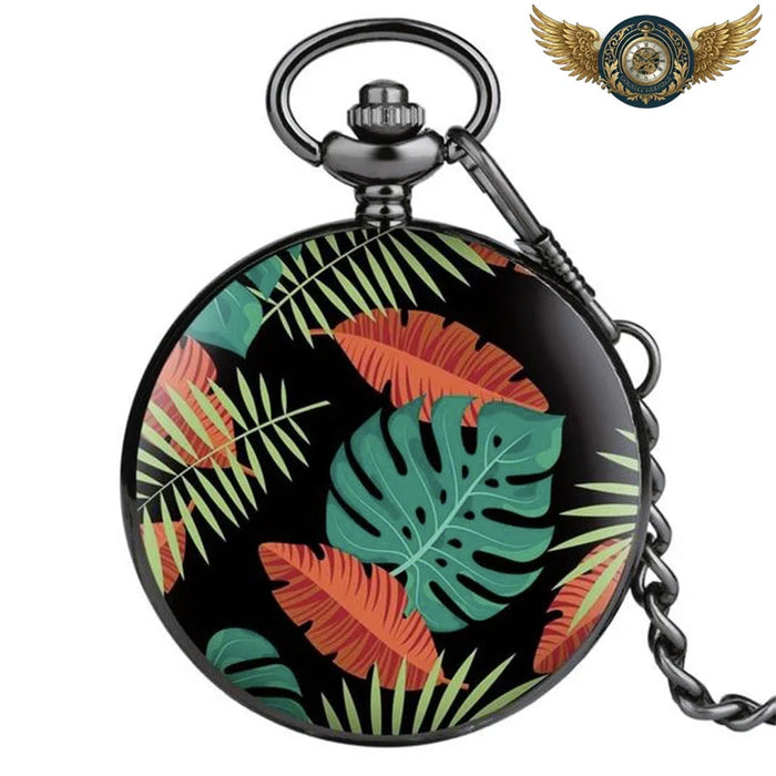 Montre Gousset Full Hunter Quartz | Design Jungle & Feuillage Tropical - 1 - Gousset-heritage