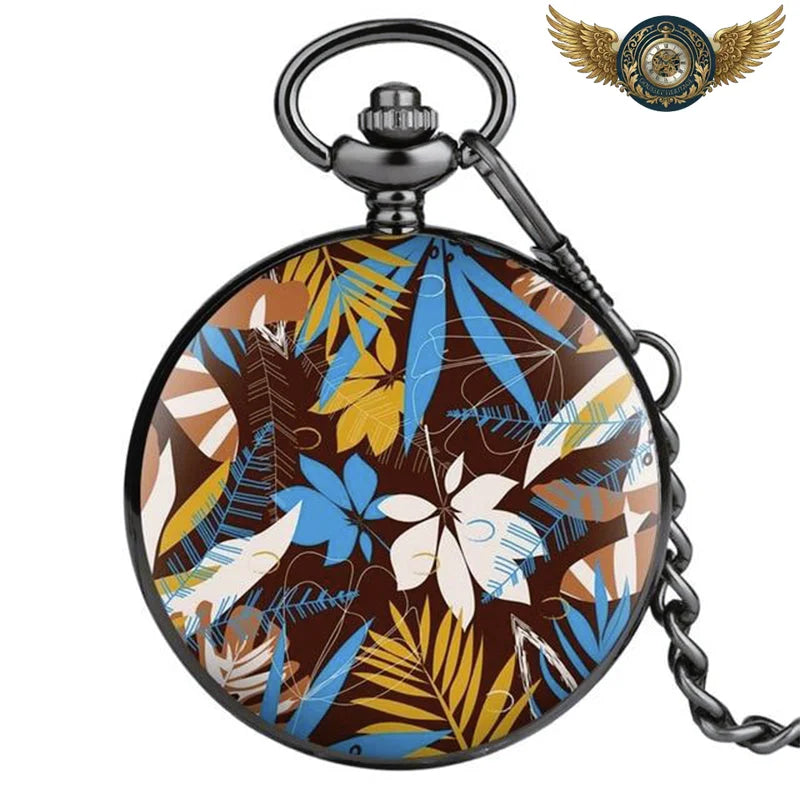 Montre Gousset Full Hunter Quartz | Design Jungle & Feuillage Tropical - 5 - Gousset-heritage
