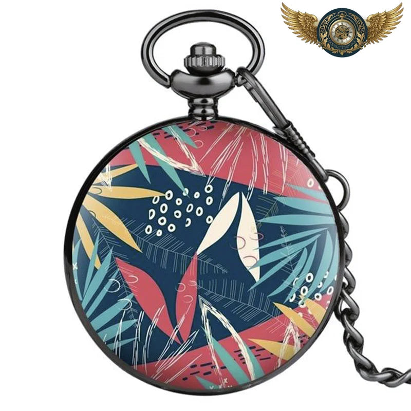 Montre Gousset Full Hunter Quartz | Design Jungle & Feuillage Tropical - 7 - Gousset-heritage