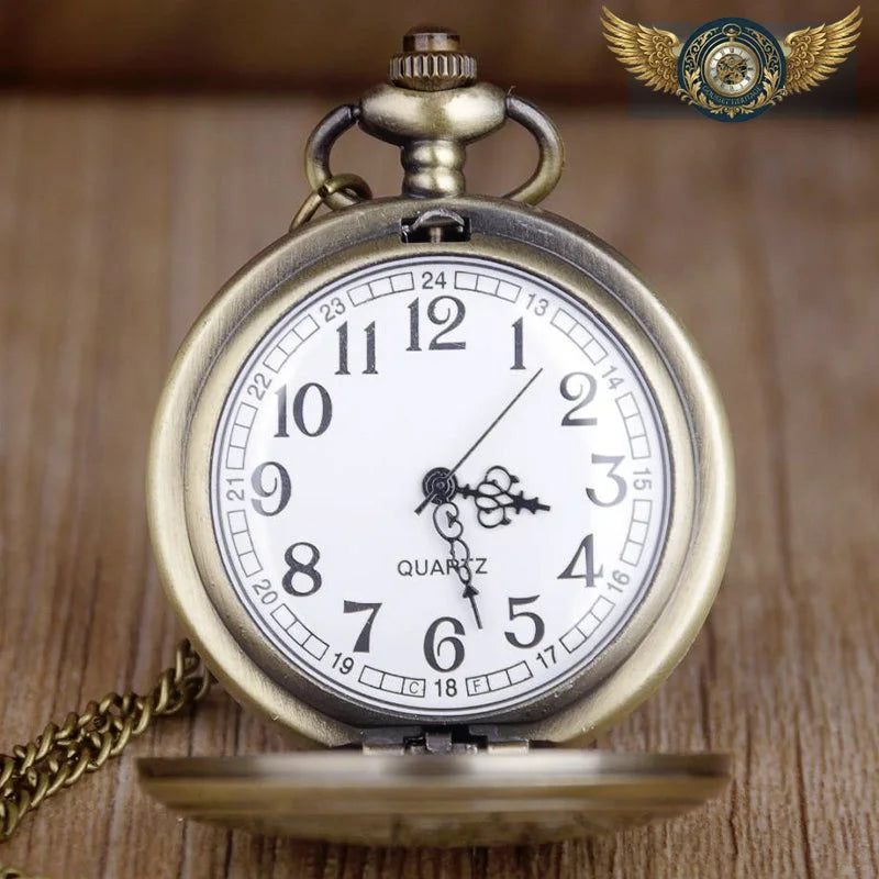 Montre Gousset Ornementée Papillon | Bronze Antique & Chaîne Sautoir - Vue 2 - Gousset-heritage