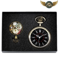 Montre Gousset Steampunk - Cadran Romains/24h - Bronze Quartz - Gousset-heritage