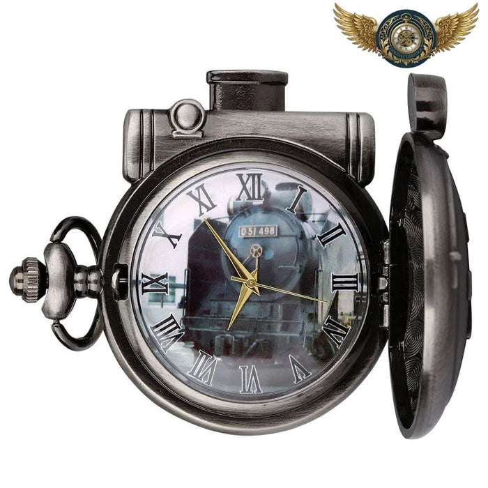 Montre Gousset Steampunk Le Fondeur | Boîtier Chasseur Noir - Vue 1 - Gousset-heritage