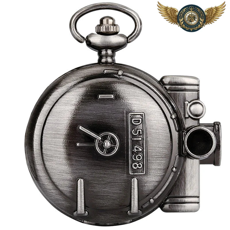 Montre Gousset Steampunk Le Fondeur | Boîtier Chasseur Noir - Vue 3 - Gousset-heritage