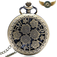 Montre de Poche L'Arcadia - Boîtier Chasseur Floral Bronze Antique - modèle Noir - Gousset-heritage