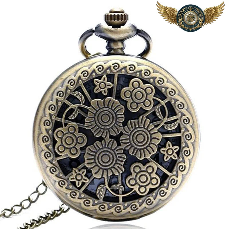 Montre de Poche L'Arcadia - Boîtier Chasseur Floral Bronze Antique - Vue 6 - Gousset-heritage