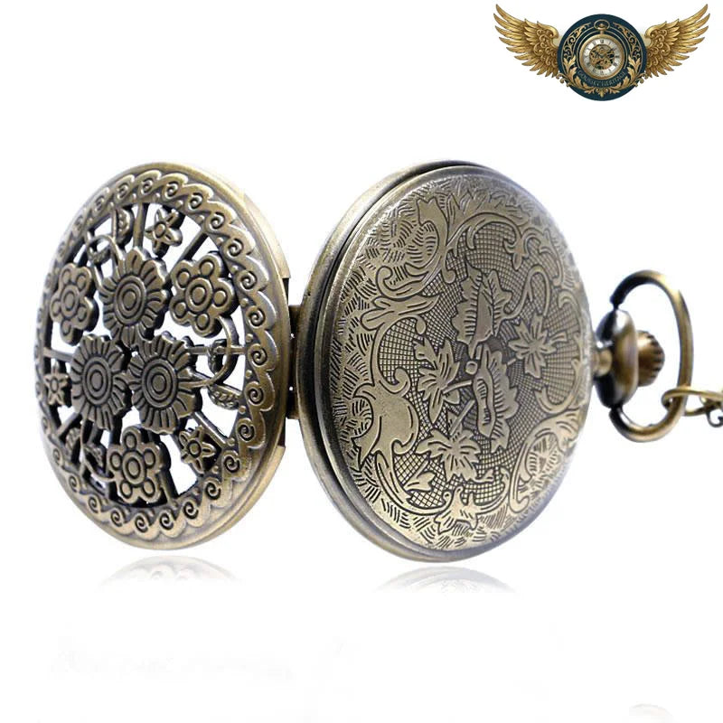 Montre de Poche L'Arcadia - Boîtier Chasseur Floral Bronze Antique - Vue 7 - Gousset-heritage
