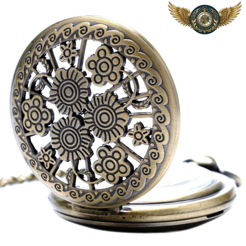 Montre de Poche L'Arcadia - Boîtier Chasseur Floral Bronze Antique - Vue 8 - Gousset-heritage