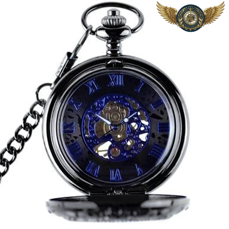 Montre de Poche Le Phénix - Mécanique Squelette Chasseur Noir - Vue 2 - Gousset-heritage