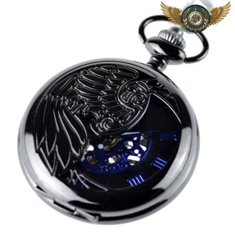 Montre de Poche Le Phénix - Mécanique Squelette Chasseur Noir - Vue 4 - Gousset-heritage