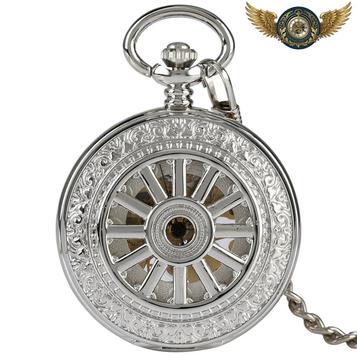 Montre de Poche Squelette Or Gravé Demi-Chasseur | Mécanique - Vue 1 - Gousset-heritage