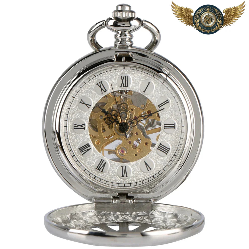 Montre de Poche Squelette Or Gravé Demi-Chasseur | Mécanique - Vue 2 - Gousset-heritage
