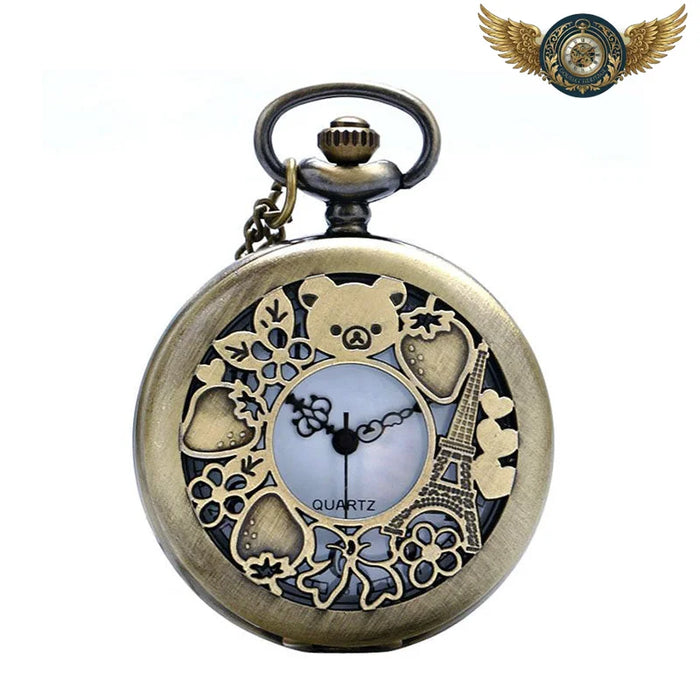 Paris Fantaisie - Pendentif Horloger Demi-Chasseur Bronze - Vue 1 - Gousset-heritage