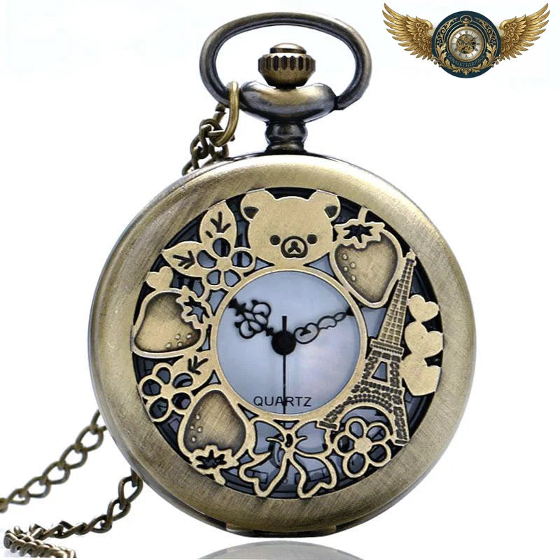 Paris Fantaisie - Pendentif Horloger Demi-Chasseur Bronze - Vue 4 - Gousset-heritage