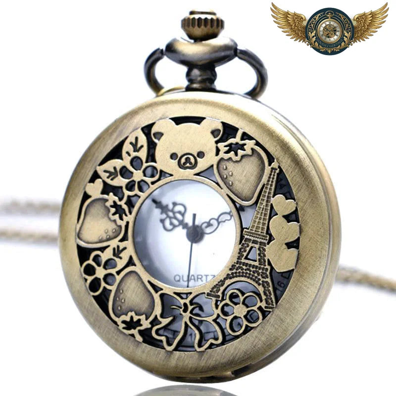 Paris Fantaisie - Pendentif Horloger Demi-Chasseur Bronze - Vue 5 - Gousset-heritage