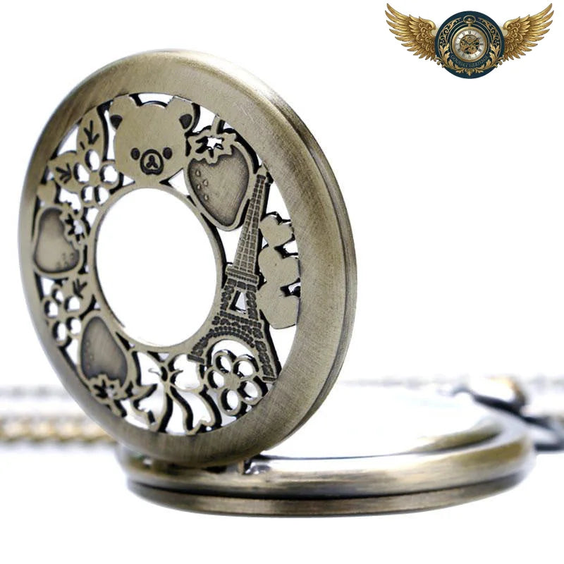 Paris Fantaisie - Pendentif Horloger Demi-Chasseur Bronze - Vue 6 - Gousset-heritage