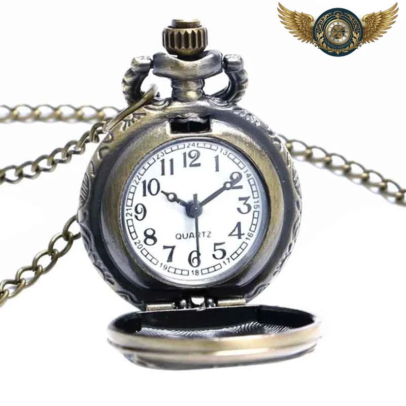 Pendentif Gousset Rétro Bronze - Clapet Filigrane Floral Quartz - Vue 2 - Gousset-heritage