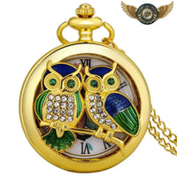 Pendentif Montre de Poche Doré Zircon & Émaux | Quartz - Gousset-heritage