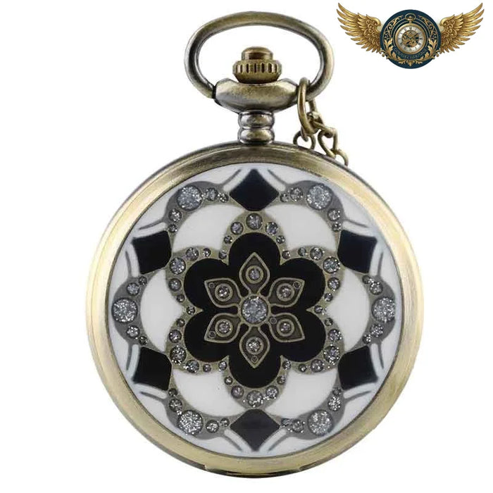 Sautoir Gousset Art Déco – Clapet Laiton Antique & Cristaux - Vue 1 - Gousset-heritage