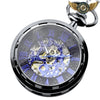 Spectre Indigo - Montre Gousset Squelette Mécanique Noire et Bleue - Vue 3 - Gousset-heritage