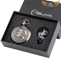 Talisman Argent Noirci - Montre Gousset Hunter Gravée Quartz 45mm - Gousset-heritage