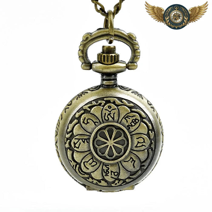 Talisman Lotus - Montre Pendentif Bronze Antique Quartz - Vue 1 - Gousset-heritage