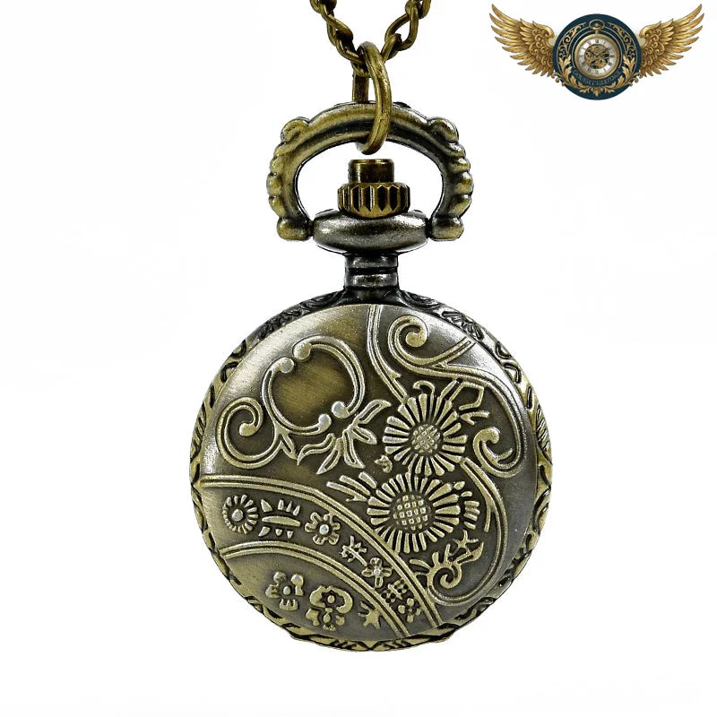 Talisman Lotus - Montre Pendentif Bronze Antique Quartz - Vue 2 - Gousset-heritage