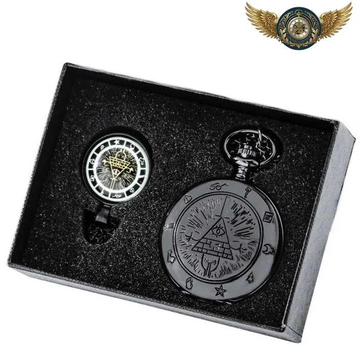 Talisman de l'Ombre - Montre Gousset Full Hunter Noire Gravée - Vue 1 - Gousset-heritage