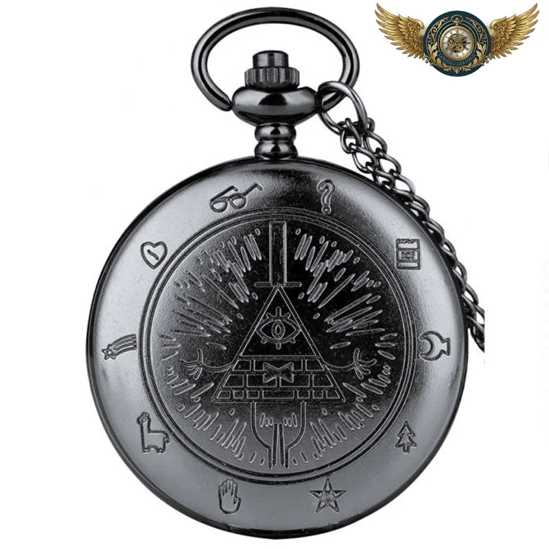 Talisman de l'Ombre - Montre Gousset Full Hunter Noire Gravée - Vue 4 - Gousset-heritage