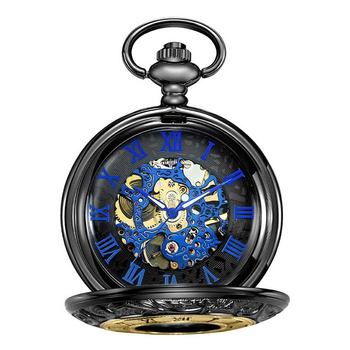 L'Ombre Gravée – Gousset Demi-Chasseur, Calibre Squelette Bleu - Noir